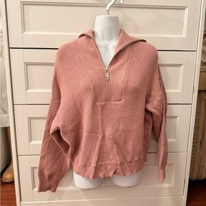 Pink Half-Zip Sweater small